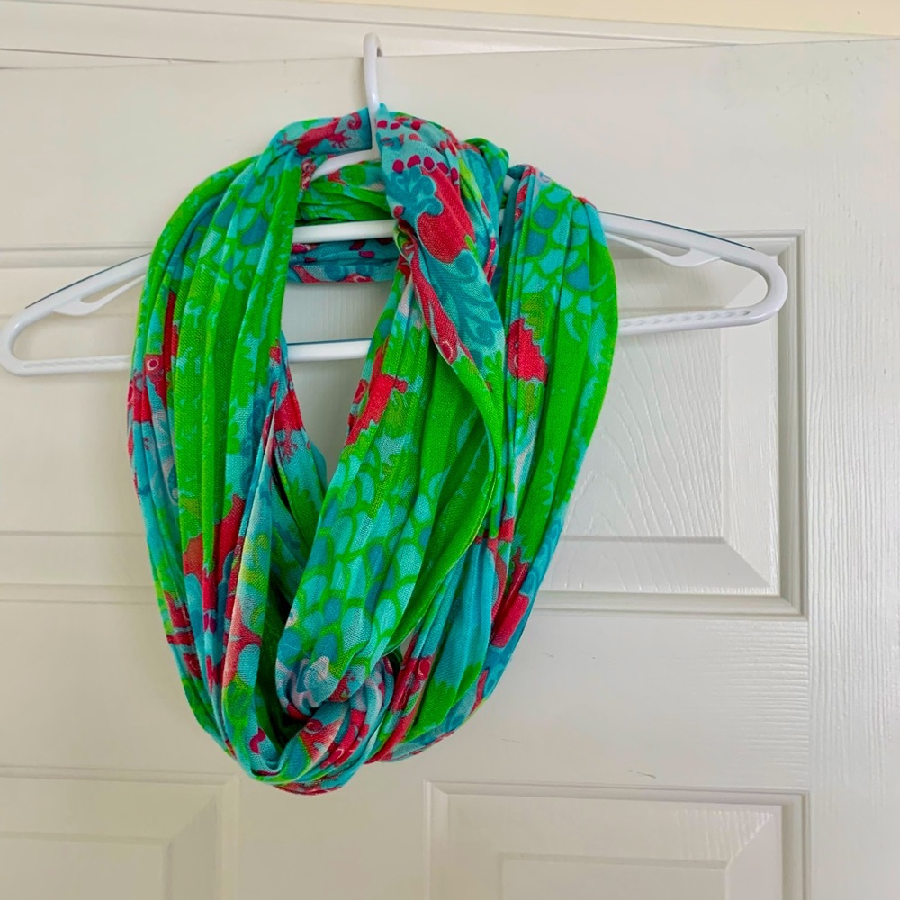 Lilly Pulitzer infinity scarf in bright green/pink print
